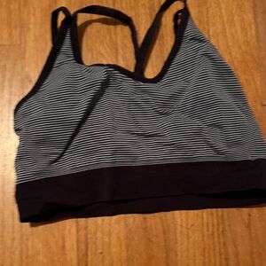 Zella Striped Black and White Women's Sports Bra